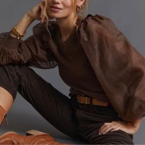 Anthropologie Tulle Sleeved Sweater NWT